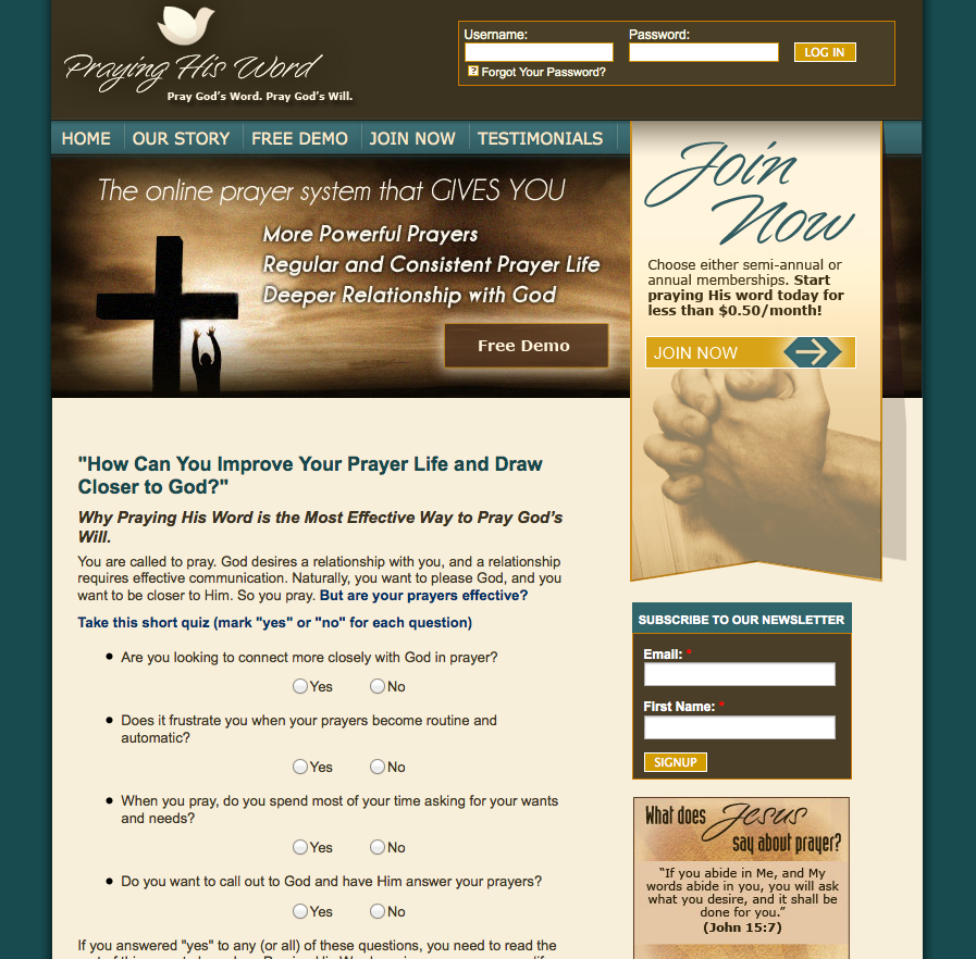 Drupal Website Prayer System
