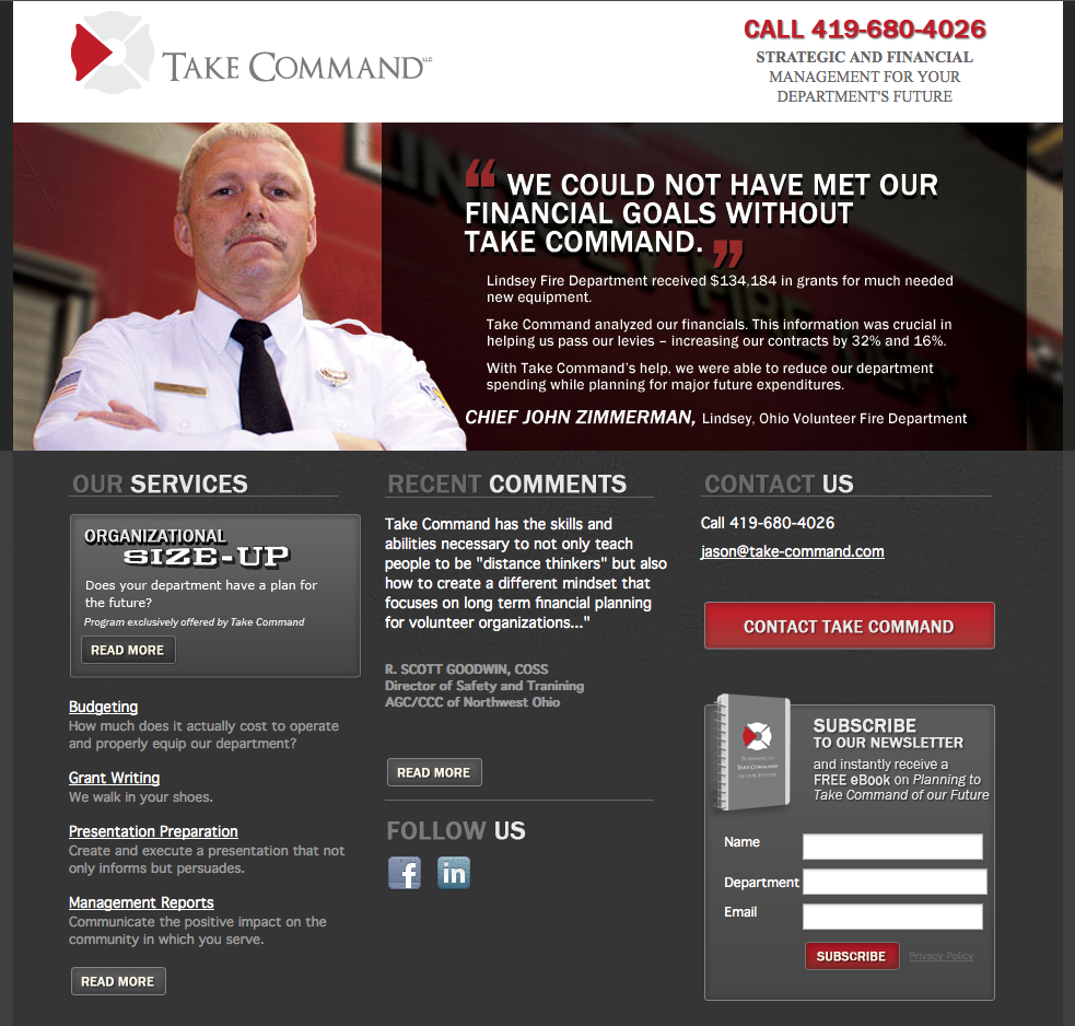 Financial Consultating for Toledo area fire departments website
